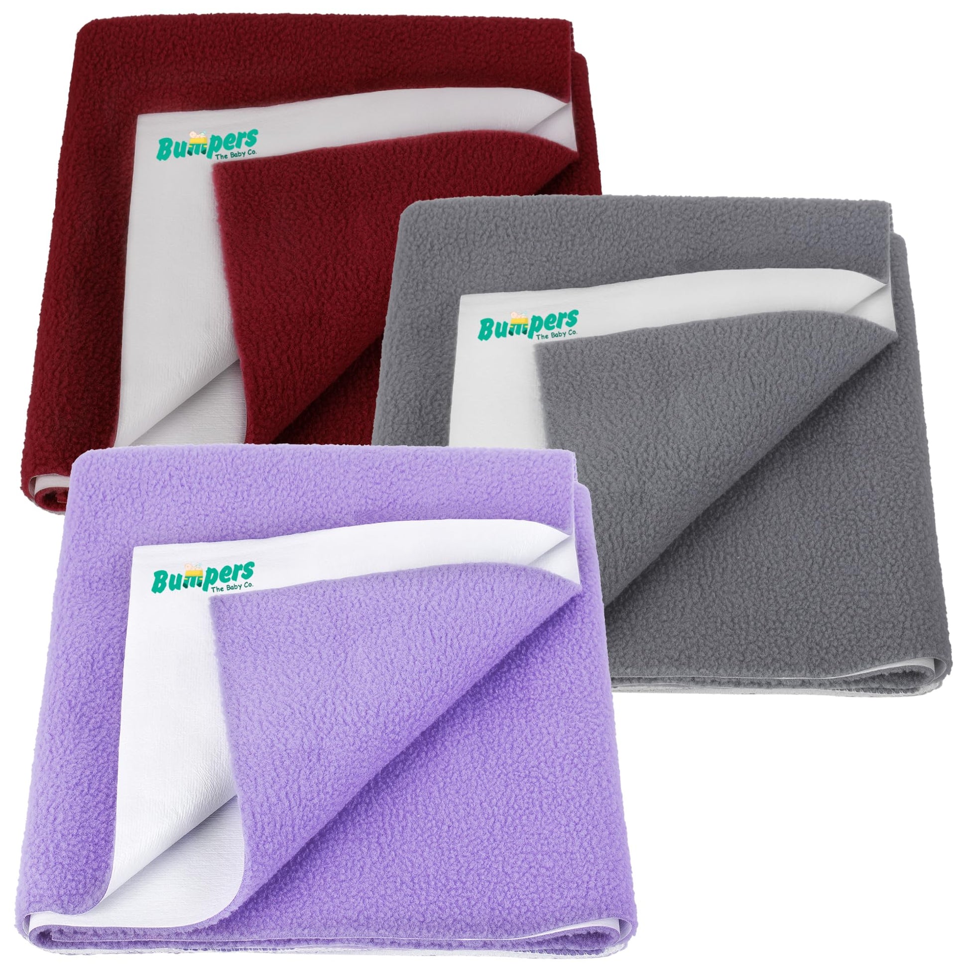 Bumpers AntiPiling Quick Dry & Absorbent Sheet Polycotton Baby Bed Protecting Waterproof Mat (Violet, Grey, Maroon, Small (70 X