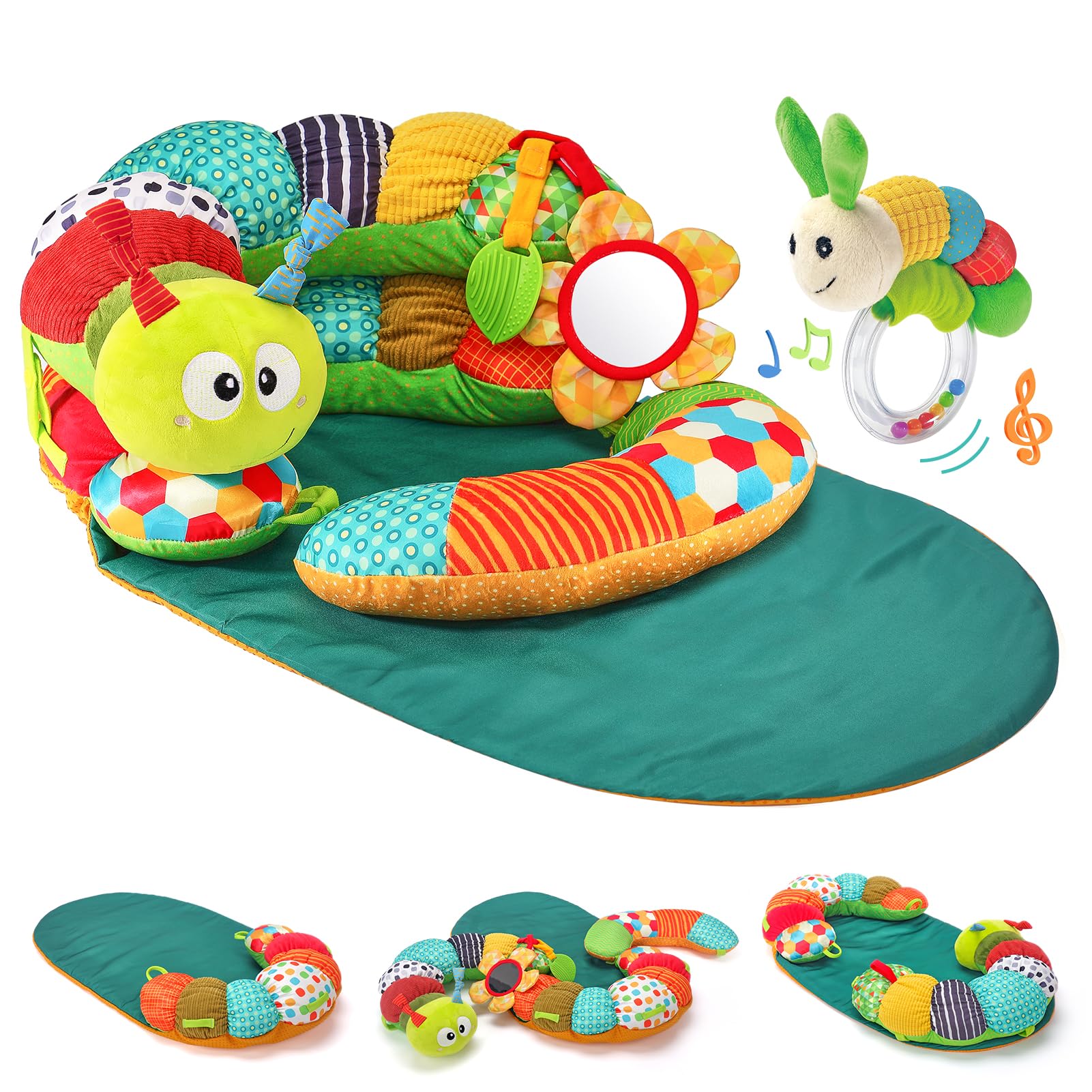 Hahaland Upgraded Tummy Time Toys - 4 In 1 Tummy Time Pillow & Baby Sitting Support For Newborn Infant Baby 0-3 Months Early Dev
