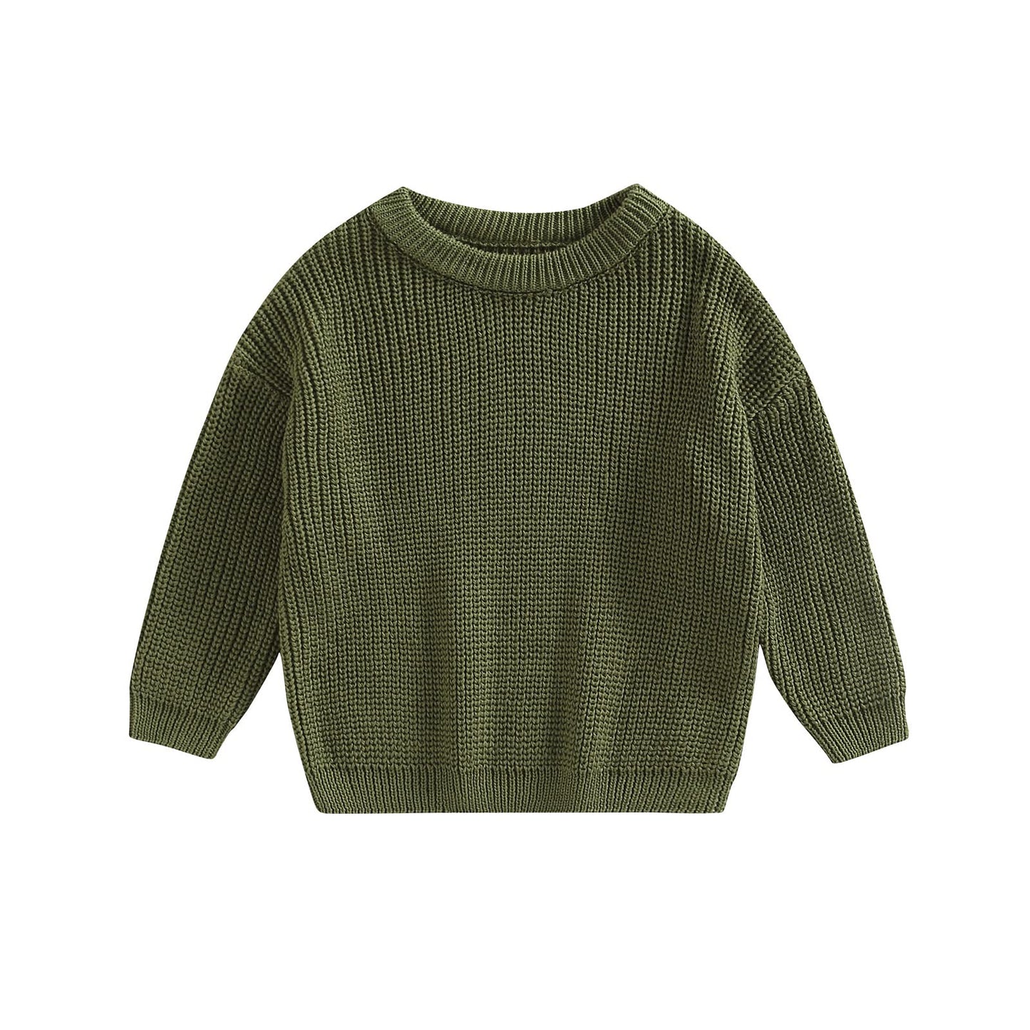 Afunbaby Baby Girl Boy Knit Sweater Blouse Pullover Sweatshirt Warm Crewneck Long Sleeve Tops For Infant Toddler (2-3T,Army Gree