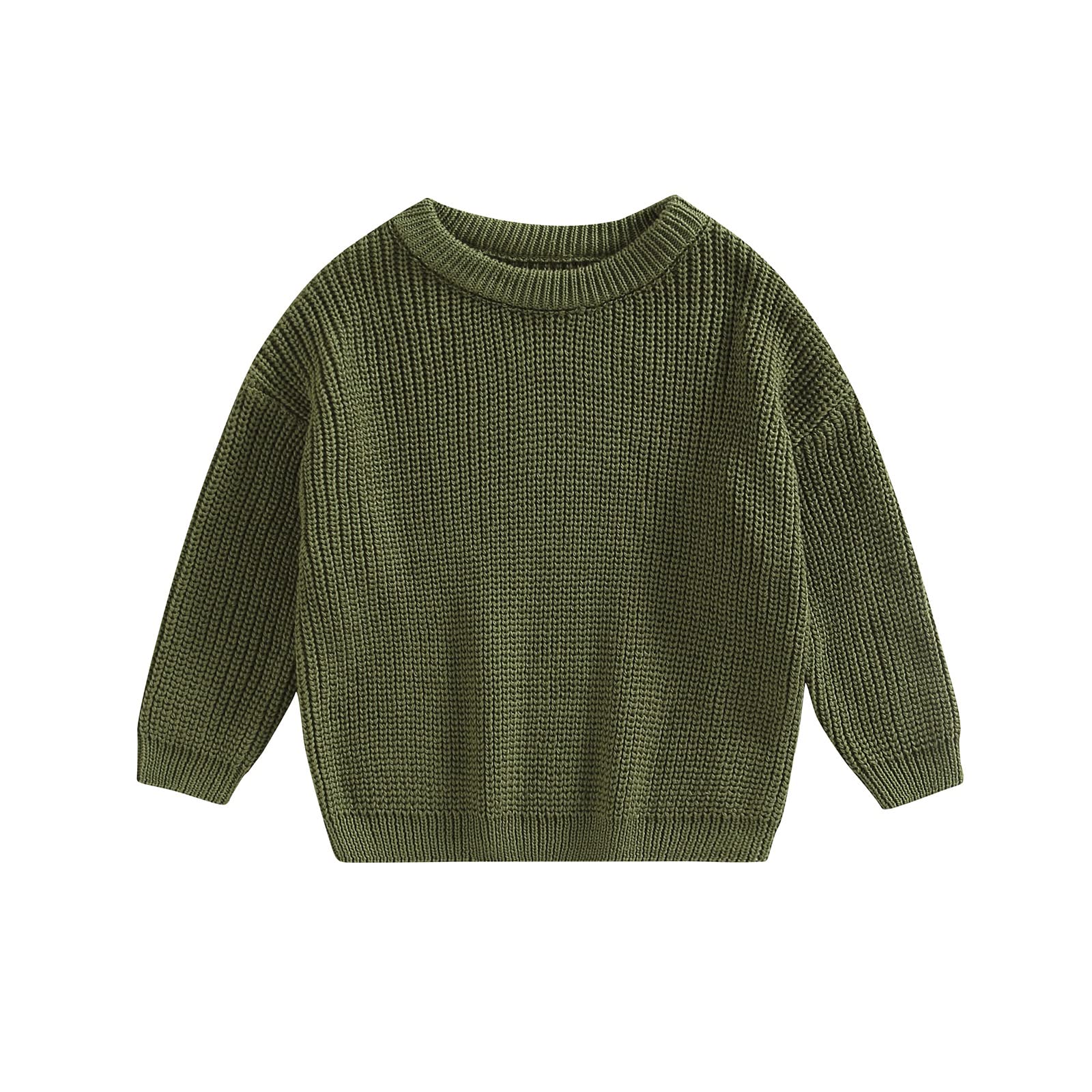 Afunbaby Baby Girl Boy Knit Sweater Blouse Pullover Sweatshirt Warm Crewneck Long Sleeve Tops For Infant Toddler (2-3T,Army Gree