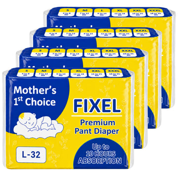 Fixel Baby Diaper Pants Large L Size Pack Of 4 (128 Pieces)