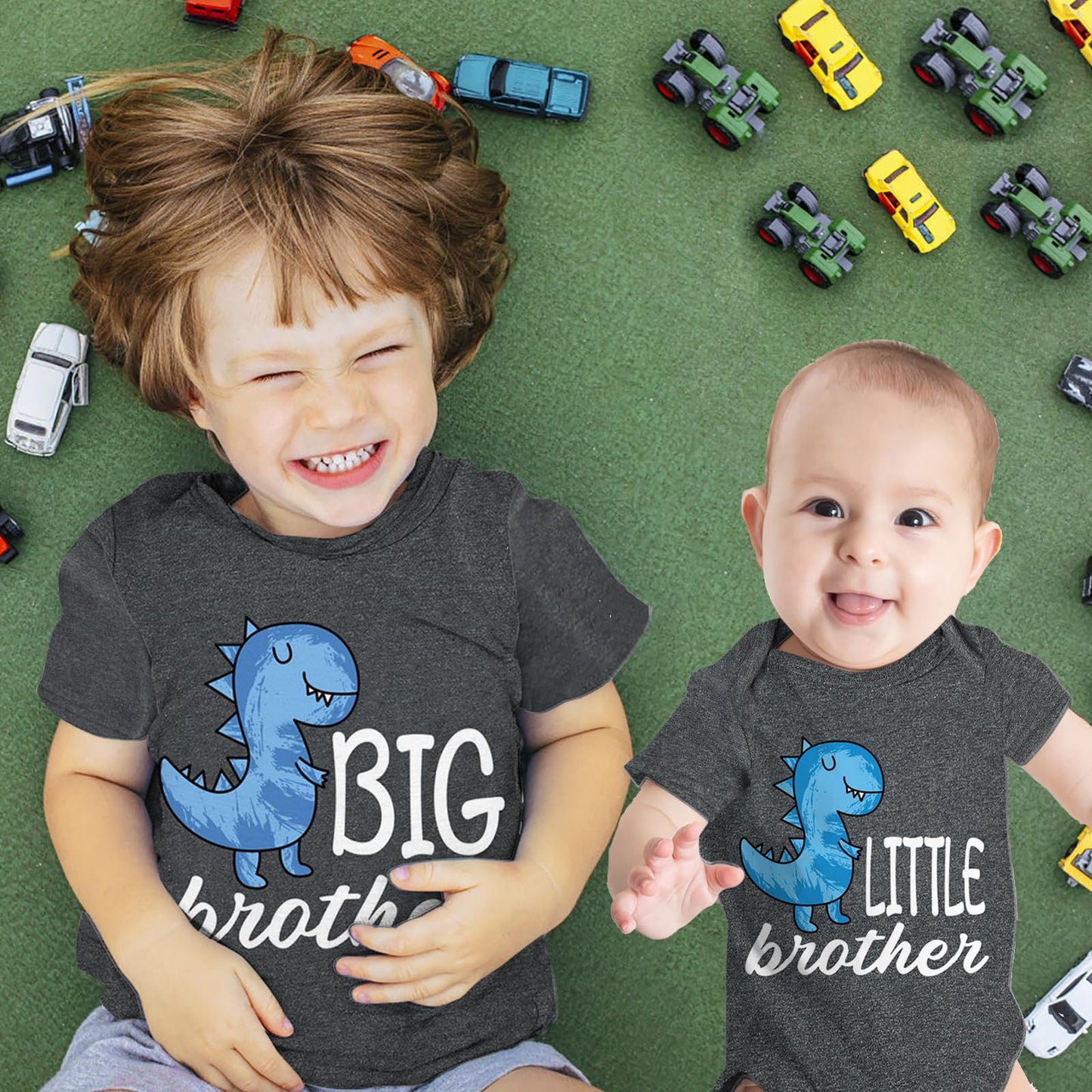 Funnycokid Big Brother Little Brother Matching Outfits Big Brother Toddler Shirt Newborn Baby Gifts Clothes, Kid(5T)/Baby(3-6 M)