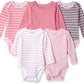 Hanes baby boys Ultimate Flexy 5 Pack Long Sleeve Bodysuits Bodystocking, Pink Stripe, 18-24 Months US