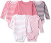 Hanes Baby Boys Ultimate Flexy 5 Pack Long Sleeve Bodysuits Bodystocking, Pink Stripe, 12-18 Months Us