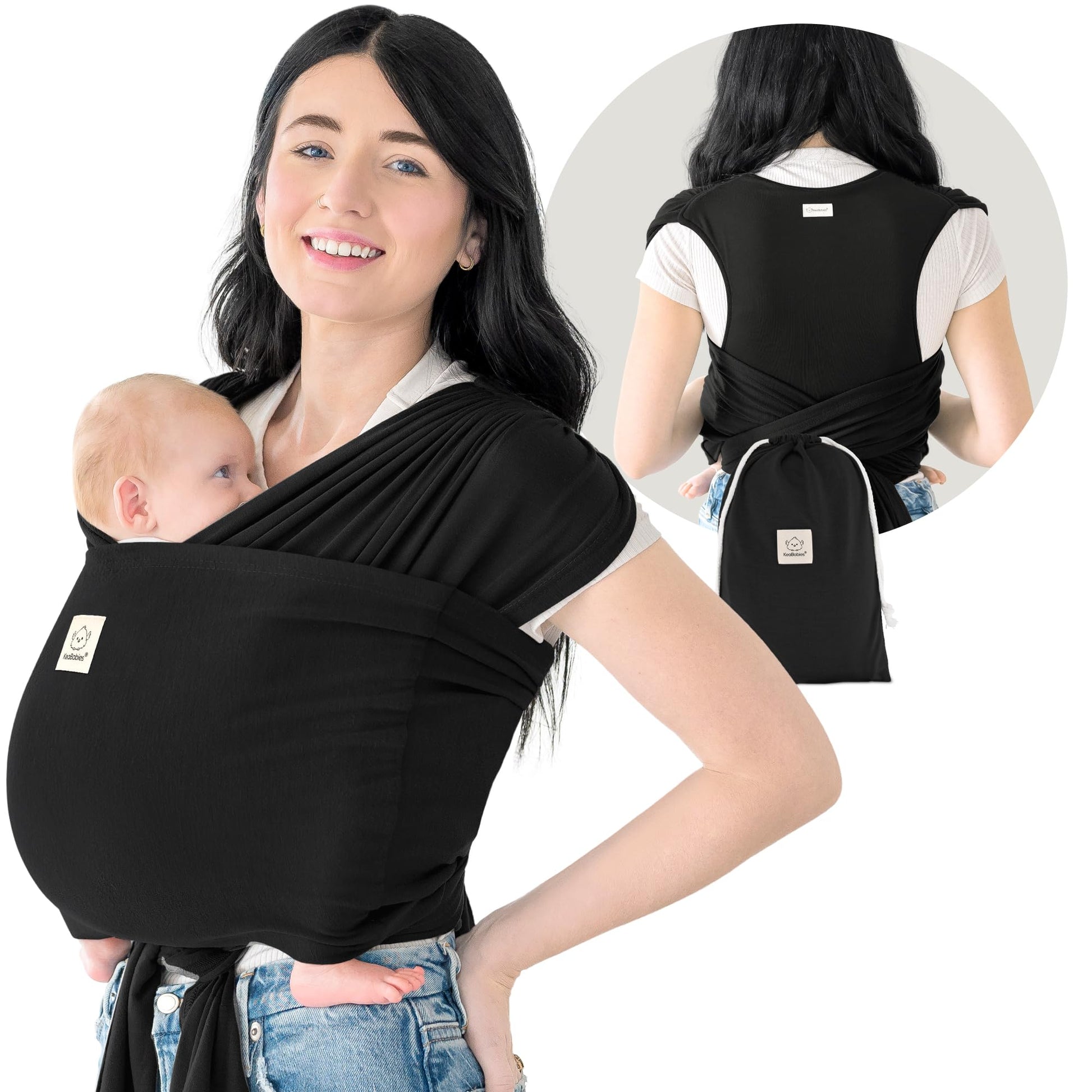 KeaBabies Baby Wrap Carrier Ring Sling - Easy to Wear, Adjustable D-Lite Baby Carrier Newborn to Toddler, Infant Carrying Shirt,