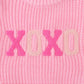 Toddler Girl Valentine'S Day Sweater Xoxo Chenille Patch Knit Sweater Chunky Long Sleeve Pullover Fall Winter Tops(Pink,2T(80))