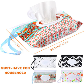 Febsnow 4 Pack Baby Refillable Baby Wet Wipe Dispenser, Reusable Wipes Pouch Container, Lightweight Portable Travel Wipes Holder