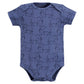 Touched By Nature Unisex Baby Organic Cotton Bodysuits, Blue Peanut, 3-6 Months