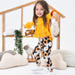 Axumity Kid Girl Clothes Ruffled Long-Sleeve High Low Top With Bowknot + Sunflower Print Pants 2-Piece Winter Spring Girl Outfit