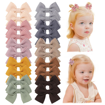 Jollybows 20Pcs Baby Hair Clips Girls Bows 2' Mini Alligator Clip Toddler Pigtail Bow Fine Hair Clip