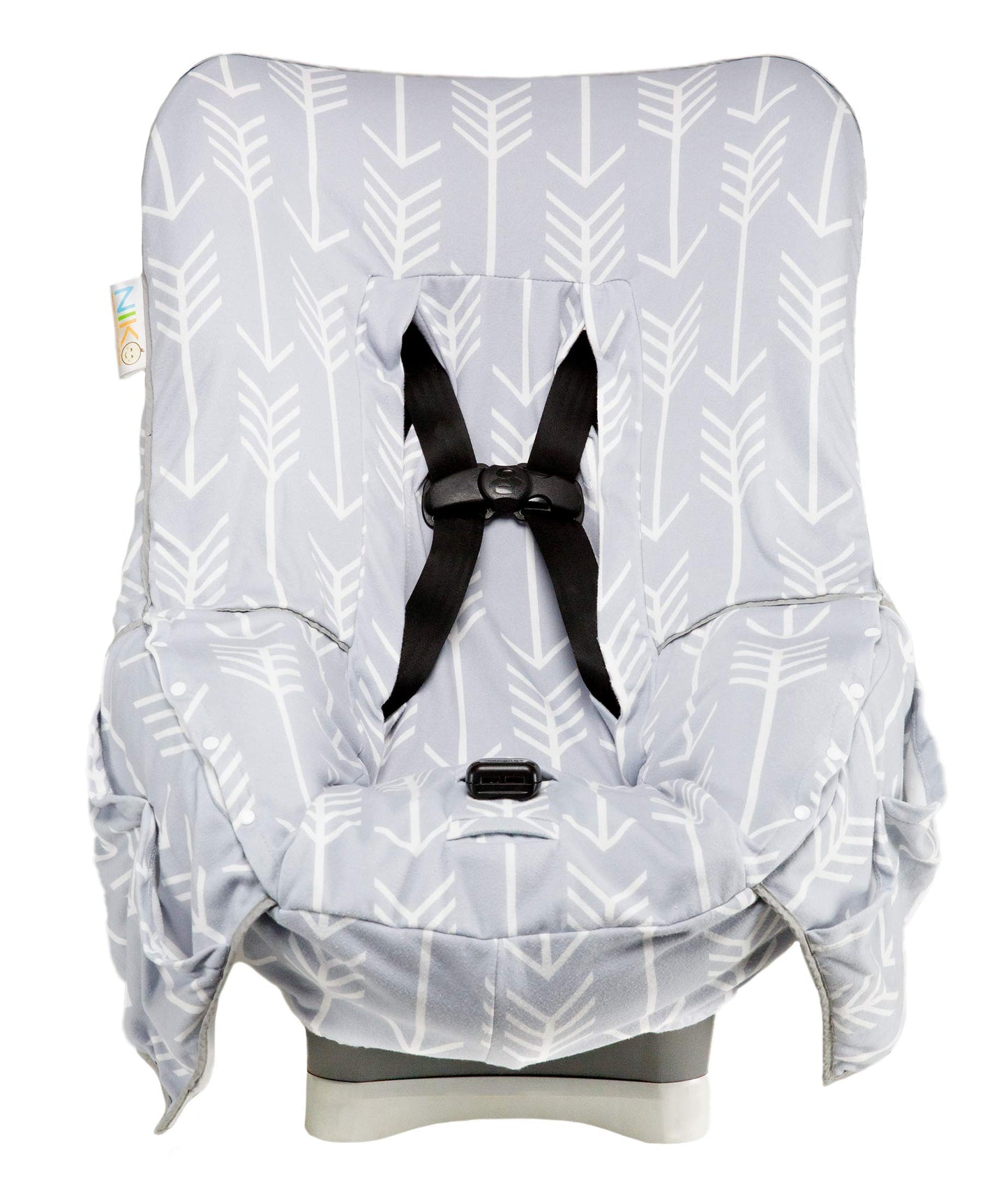 Niko Easy-Wash Children'S Car Seat Cover & Liner - Cotton Jersey Gray & White Arrow Pattern - Universal Fit - Crash Tested - Wat