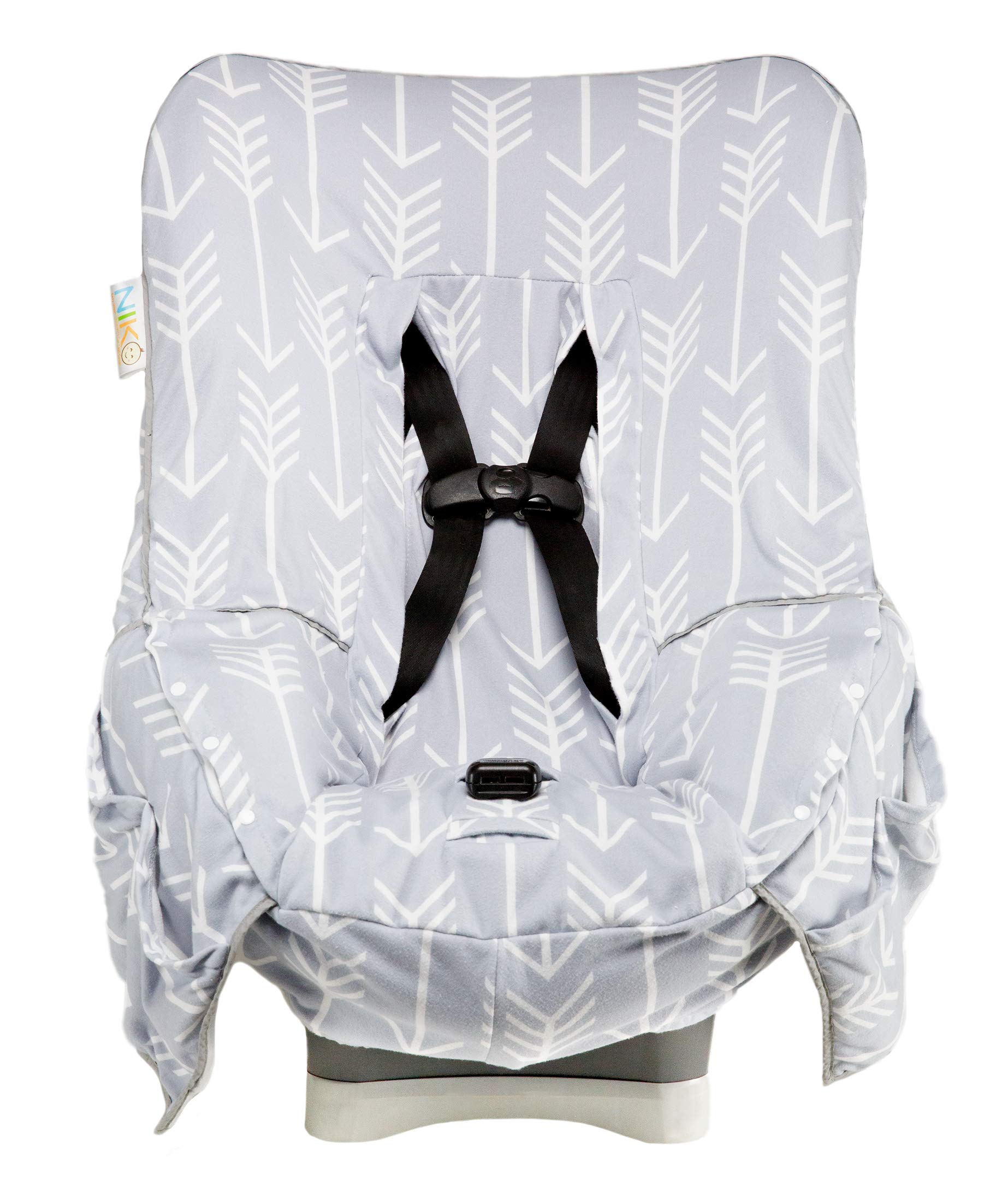 Niko Easy-Wash Children'S Car Seat Cover & Liner - Cotton Jersey Gray & White Arrow Pattern - Universal Fit - Crash Tested - Wat
