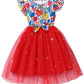 Girls Valentines Day Dress Heart Tulle Tutu Outfit Kids Summer Clothes Birthday Princess Dress Ruffle Sleeve Sparkly Sequin Tutu