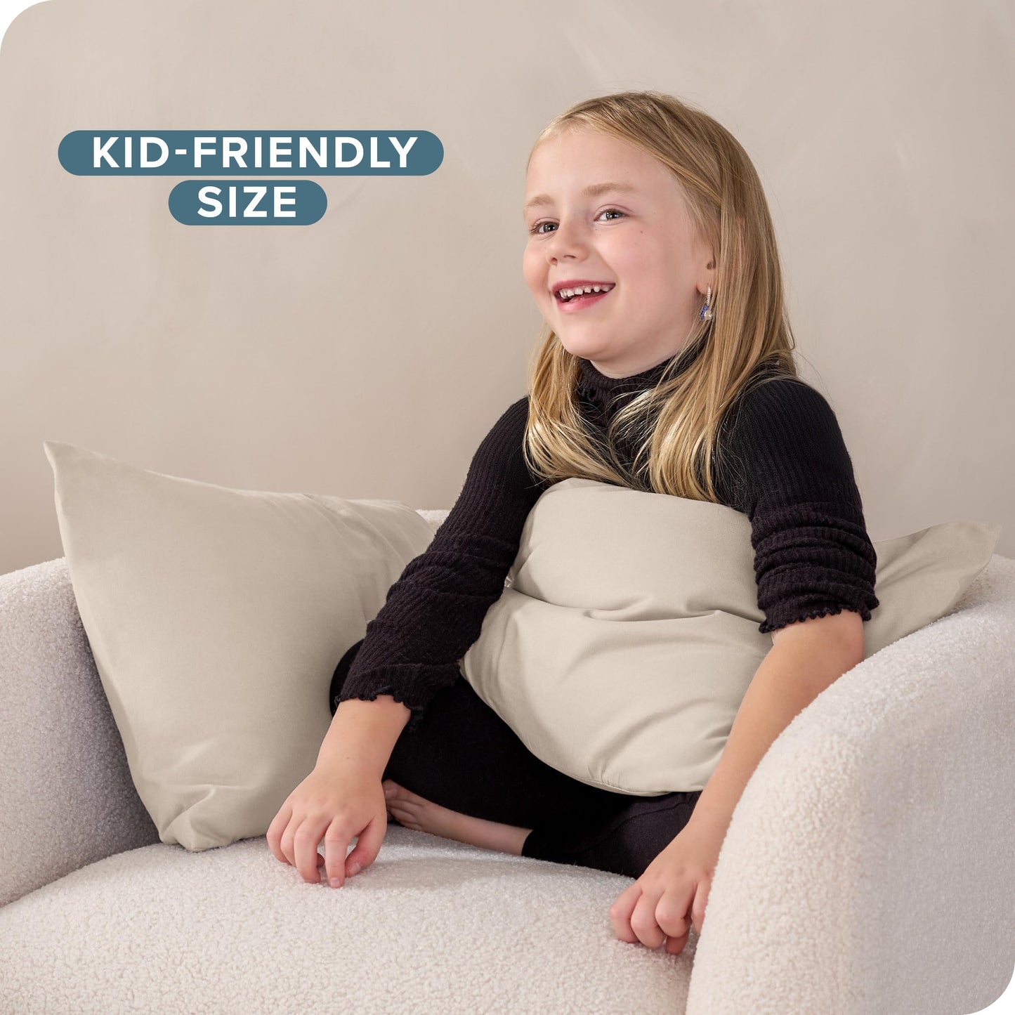 Bare Home Microfiber Pillow Cases - Toddler Size Set Of 2 Cooling Pillowcases Double Brushed Sand Pack Easy Care (Toddler Pillow