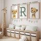Personalized Safari Animals For Boy Girl Nursery, Set Of 3 Unframed Bedroom Poster Prints, Personalized Name Blue Green Yellow,