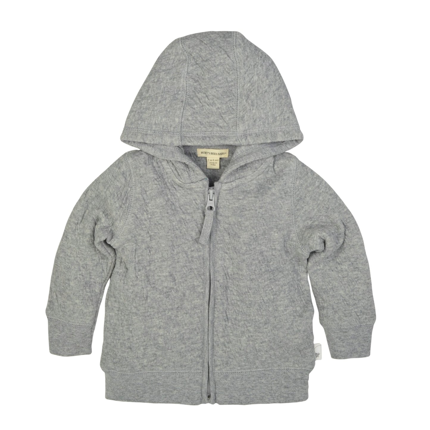 Burt'S Bees Baby Unisex Sweatshirts, Lightweight Zip-Up Jackets Coats, Organic Cotton Hooded, Heather Grey Quilted, 9 Months Us