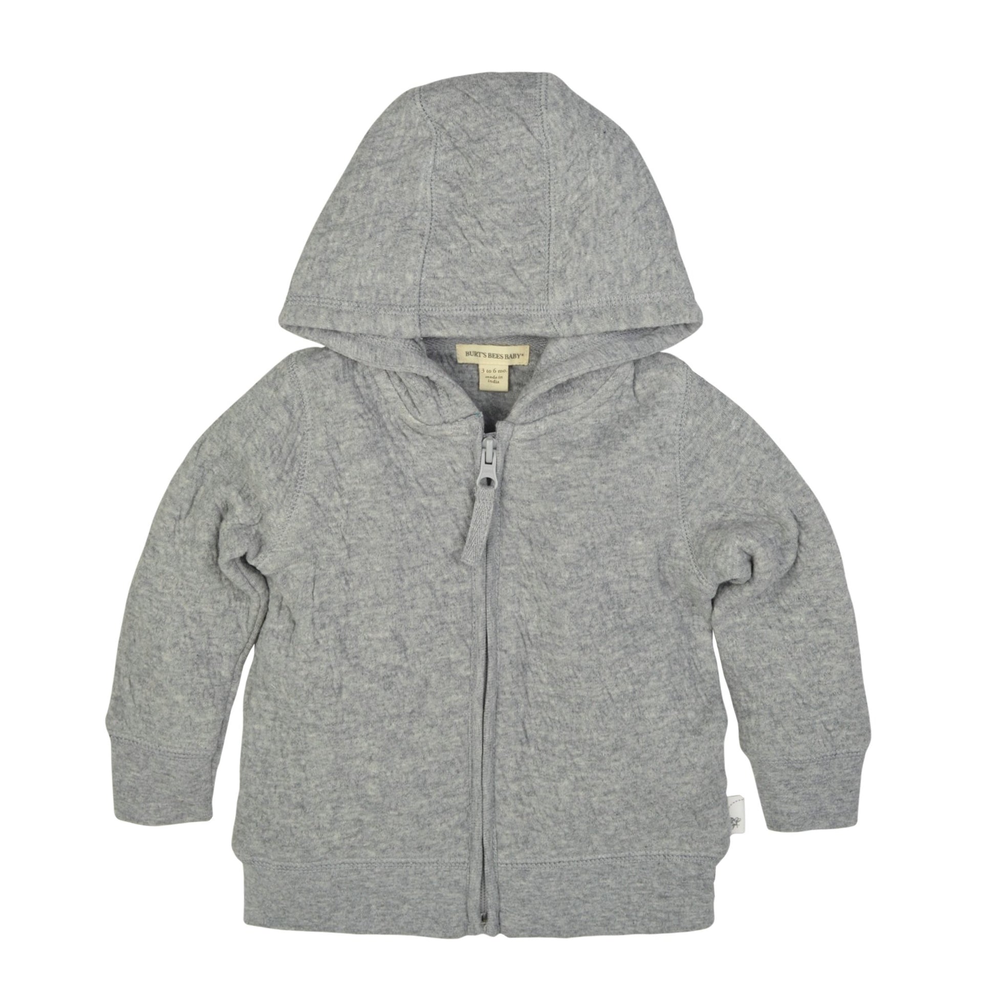 Burt'S Bees Baby Unisex Sweatshirts, Lightweight Zip-Up Jackets Coats, Organic Cotton Hooded, Heather Grey Quilted, 9 Months Us