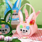 Silifine 12 Pcs Felt Easter Bunny Basket Bag With Name Stickers Set 8' Easter Egg Hunt Bags Bulk For Kids Gift Baskets Rabbit T