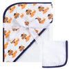 Hudson Baby Unisex Baby Cotton Hooded Towel And Washcloth, Nerdy Fox, One Size