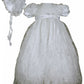 White Embroidered Tulle Christening Baptism Gown - Size L (12-18 Month)