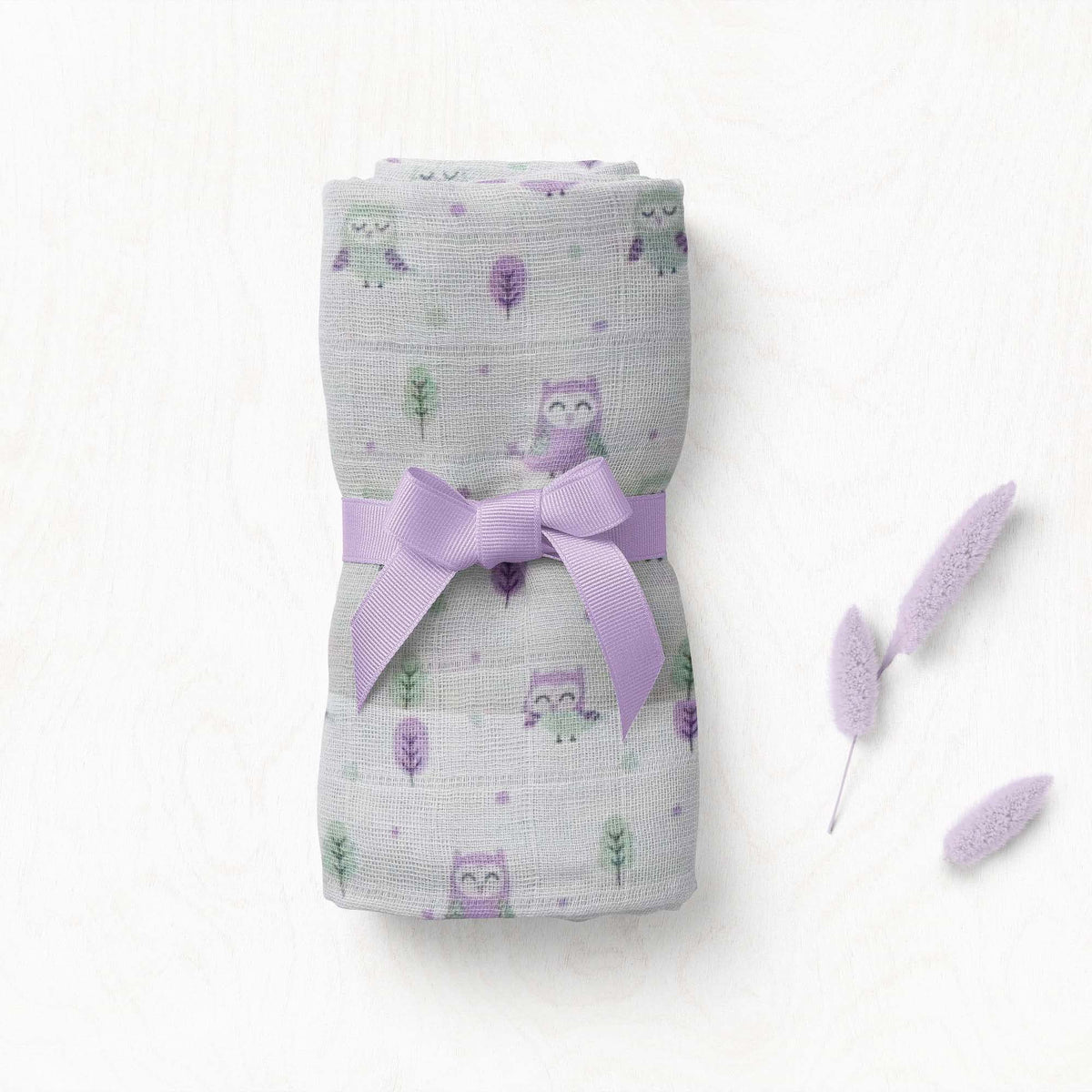 Kradyl Kroft 100% Cotton Muslin Baby Swaddle (Little Owl)
