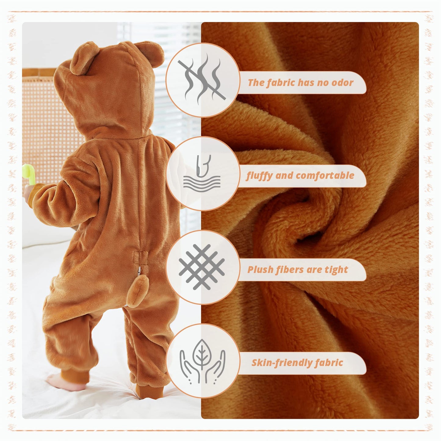 Michley Baby Animal Costume Toddler Hooded Romper For 24-30 Months, Halloween Cosplay Jumpsuit, Bear