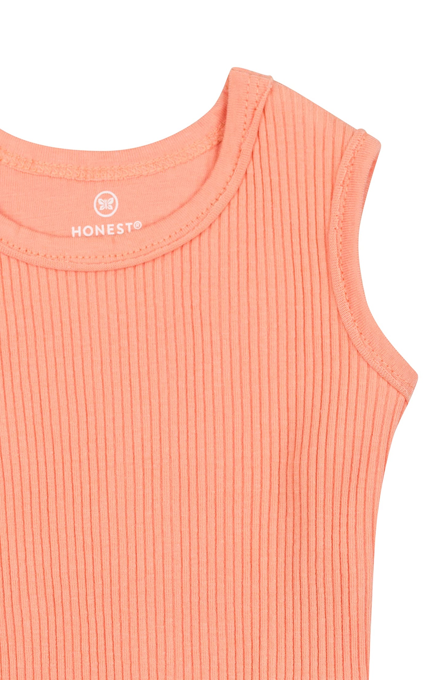 Honestbaby Organic Cotton Chunky Rib Tank, Coral Pink, 0-3 Months