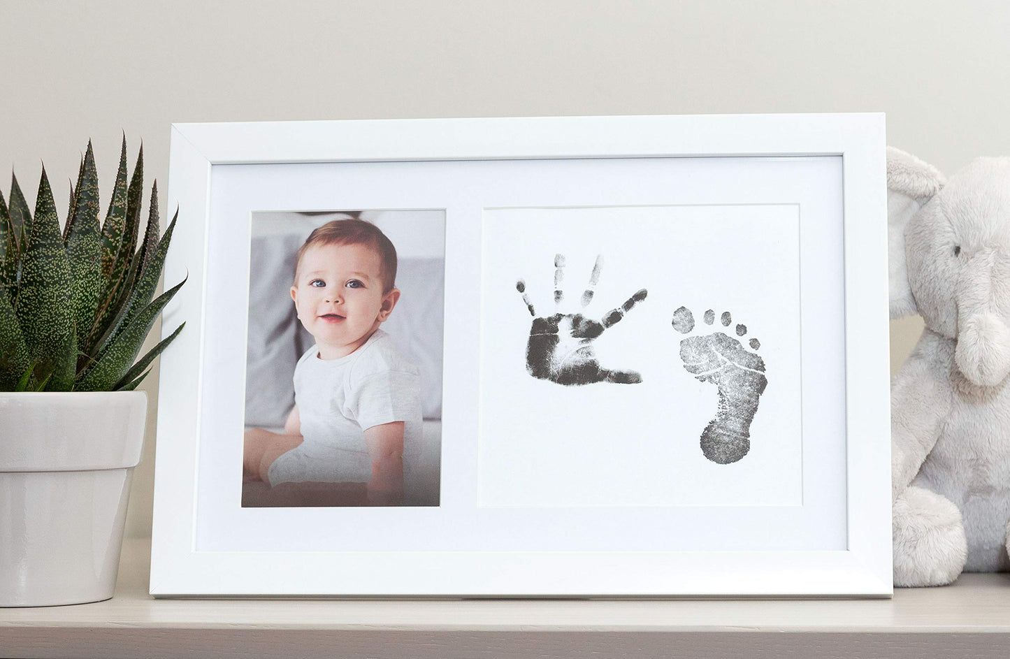Little Pear Baby Handprint & Footprint Frame, Gender-Neutral Baby Prints Frame, Baby Girl Or Baby Boy Prints Picture Frame, Whit