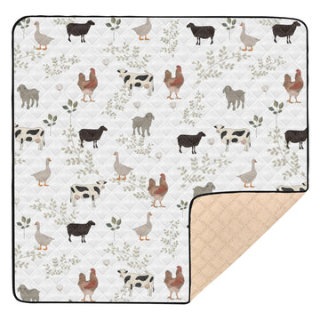 KICPOAY Baby Play Mat Farm Cow Rooster Goose 50 x 50 Playpen Mat Baby Play Mats for Floor Play Gym Crawling Mat Non-Slip Cushion