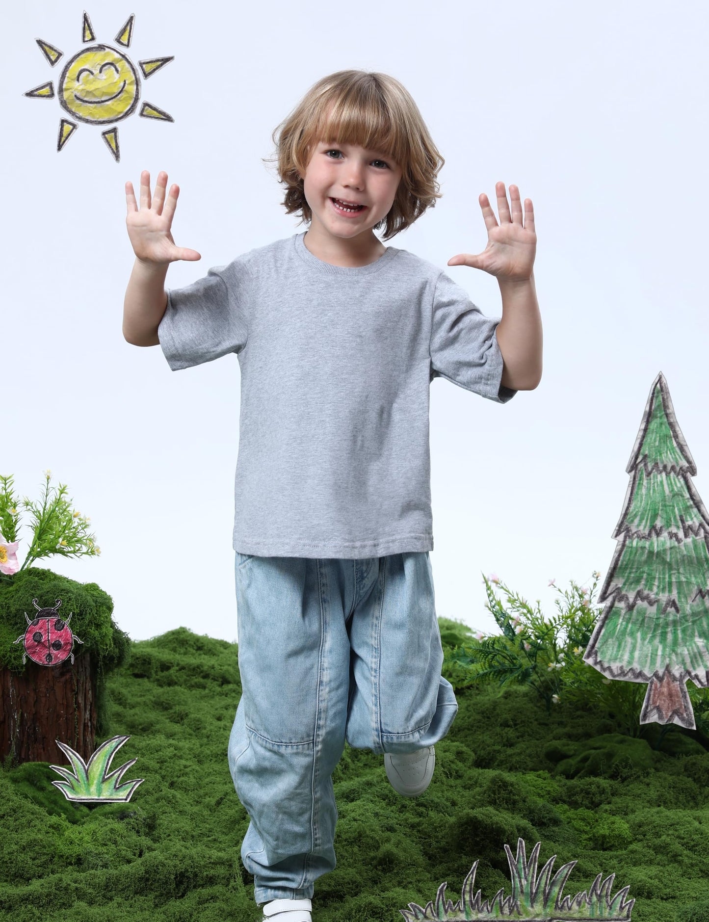 Cosland Toddler Boys T Shirts Short Sleeve Heavyweiht Cotton Plain Gray Tees 2T