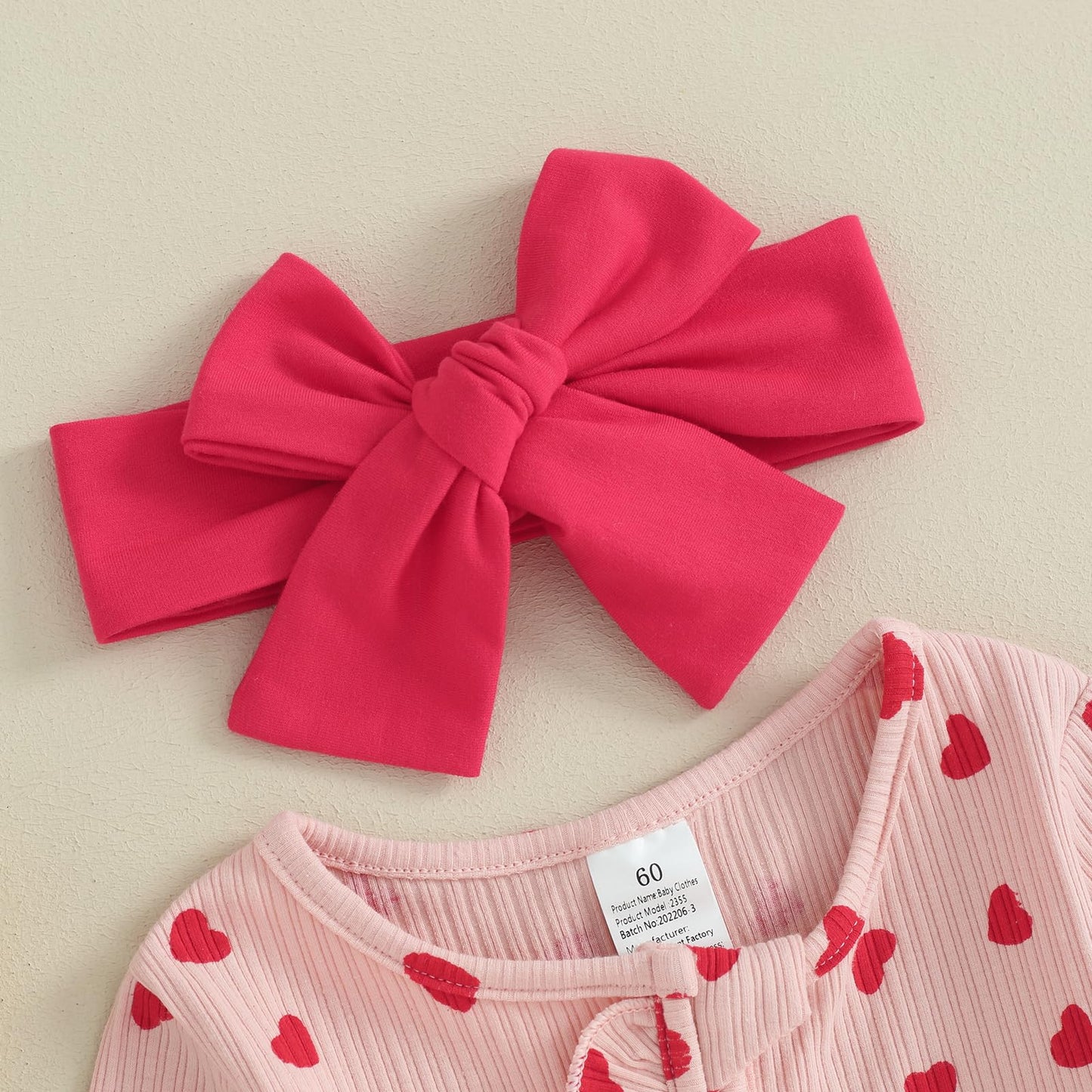 Ayalinggo Valentines Baby Girl Outfit Bowknot Heart Footie Romper Long Sleeve Onesie Newborn Christmas Clothes (Pink Valentines,