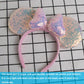 Chuangqi 1Pcs Mouse Ears Shiny Headband With 3D Bow, Double-Sided Sequin Hair Band For Birthday Party Or Amusement Park (Pink Ea