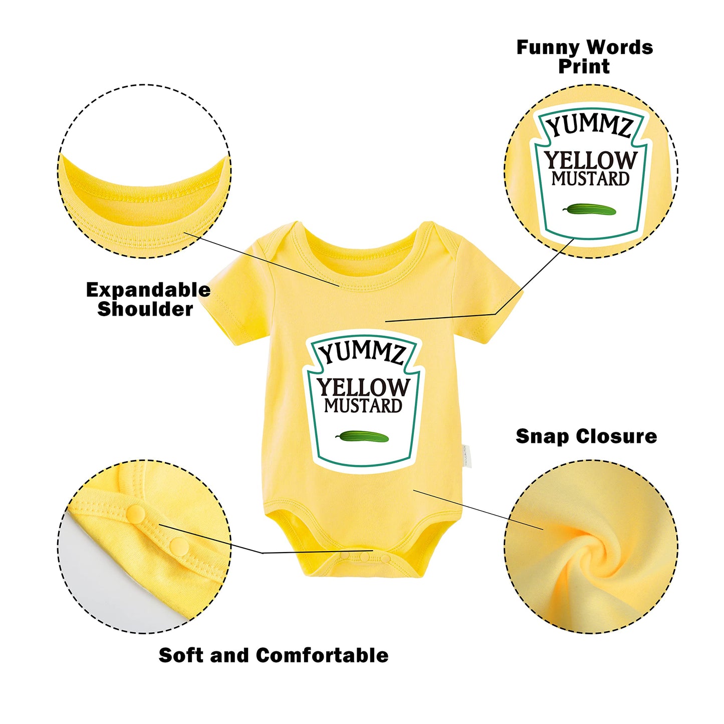 Ysculbutol Baby Bodysuit Ketchup Mustard Funny Baby Twins Outfits Baby Girl Twins Set(Shortkm S3M)
