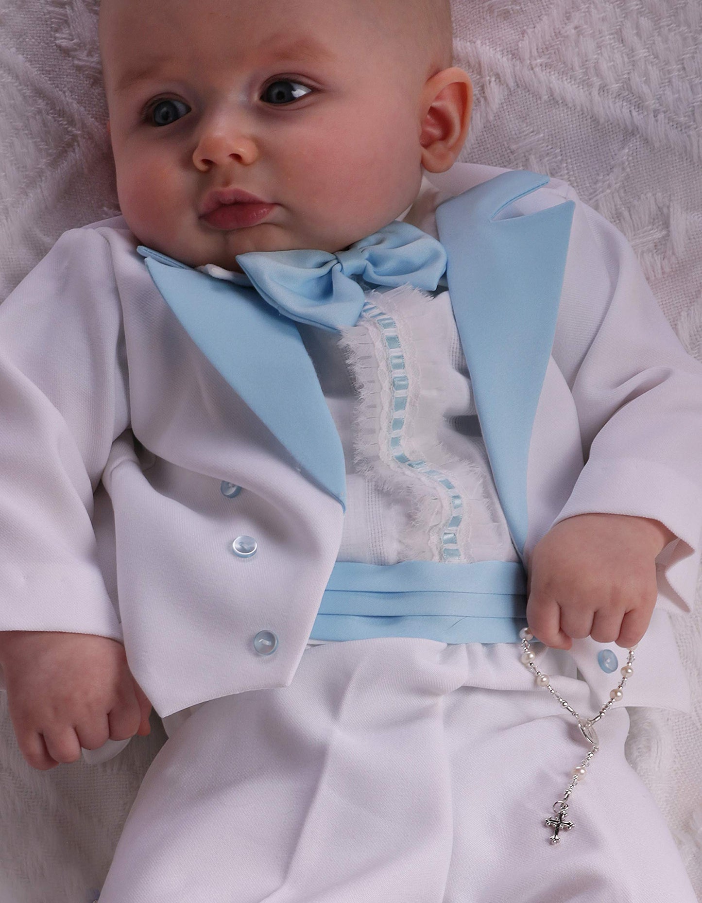 Precious Pieces Sterling Silver Baptism Baby Rosary In White