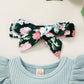 Tiny Cutey Baby Girl Clothes Infant Summer Outfits Set Ruffle Sleeve Romper And Floral Shorts With Headband (Sleeveless Blue, 70