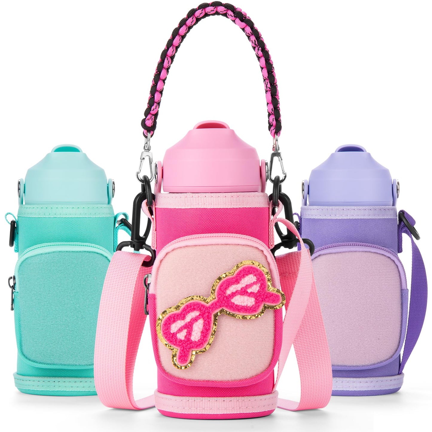 Choco Mocha Kids Water Bottle For School, Kids Insulated Water Bottle Stainless Steel, Girls Water Bottle 14Oz Gift, Pink Leopar
