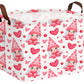 BOOHIT Valentines Day Basket for Kids Heart Shaped Empty Storage Bins for Gifts with Handles Room Decor (Pink Girl Gnome Hug Lov