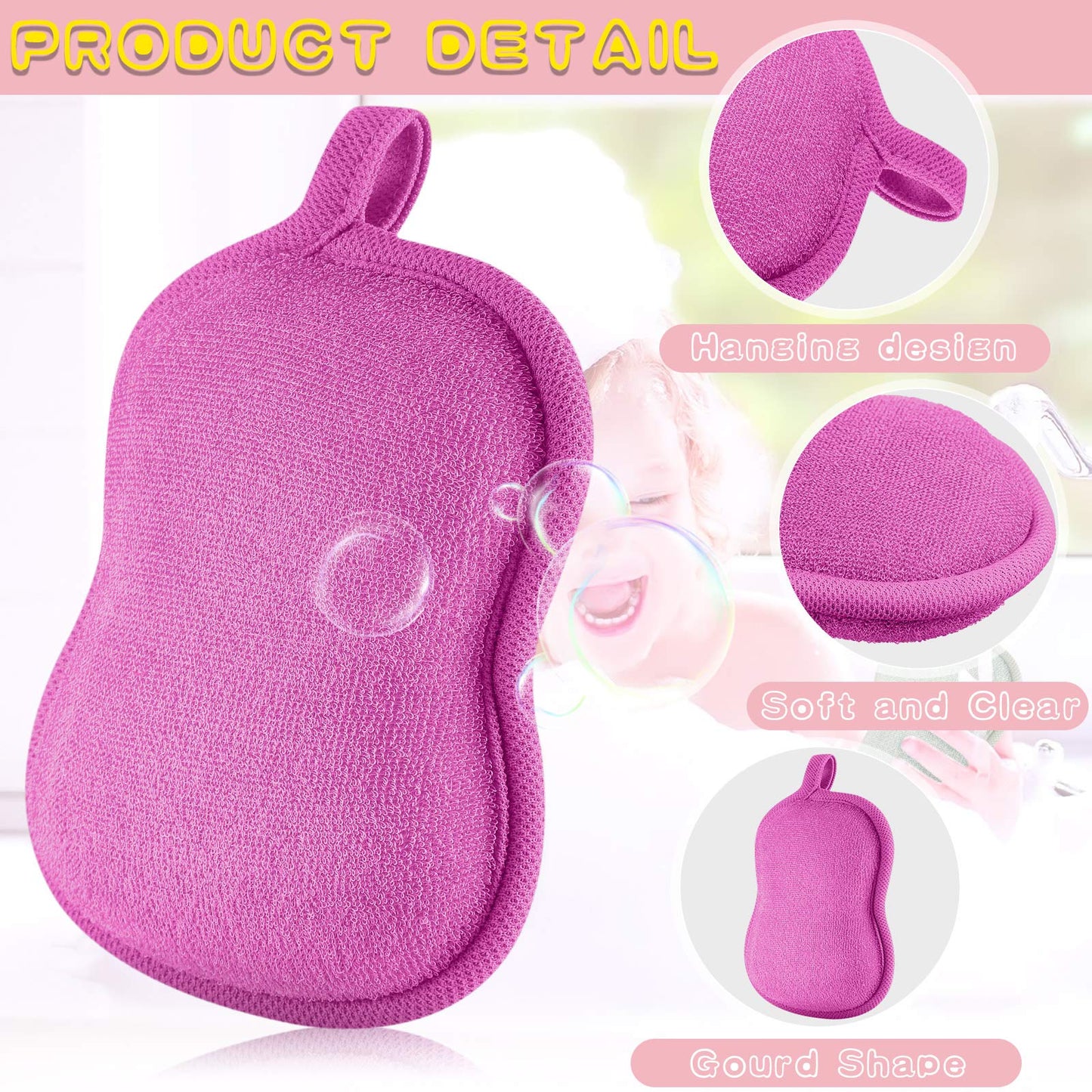 4 Pieces Baby Bath Sponge Cotton Baby Sponge Soft And Absorbent Sponge For Kids Babies Men Women (Red, Purple)