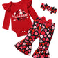 Adifun Baby Girl Valentines Day Outfit 6-9 Months My First Valentines Day Baby Valentines Day Outfit Girl Romper + Bell Pants 3P