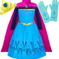 Cokos Box Girls Princess Elsa Coronation Dress Costume Set With Cape Cloak, Gloves, Tiara Crown, Blue, 9 Years