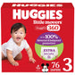 Huggies Size 3 Baby Diapers, Little Movers HuggFit 360 Baby Diapers with 360 Waistband, Size 3 (16-28 lbs), 76 Count, Packaging 
