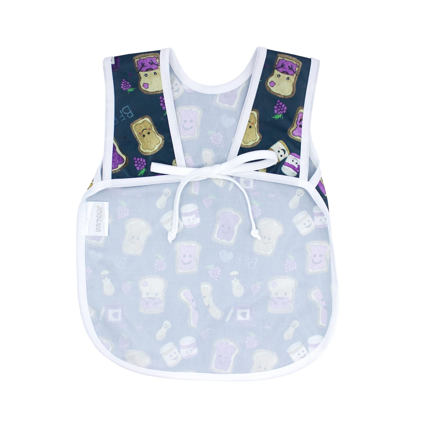 Bapronbaby Pbj Pals Bapron - No Neck Tie Safer Bib For Baby & Toddler - Soft Waterproof Stain Resistant - Machine Washable - Sz