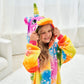 Chetosho Unicorn Hooded Onesie Girls Halloween One Piece Kids Costume (Tie Dye Starry Sky 4-5 Years)