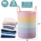 Mojoscend 80L Extra Large Rainbow Baby Girls Hamper Laundry Basket For Kids Nursery Pastel Tall Blanket Basket For Toy Woven Rop