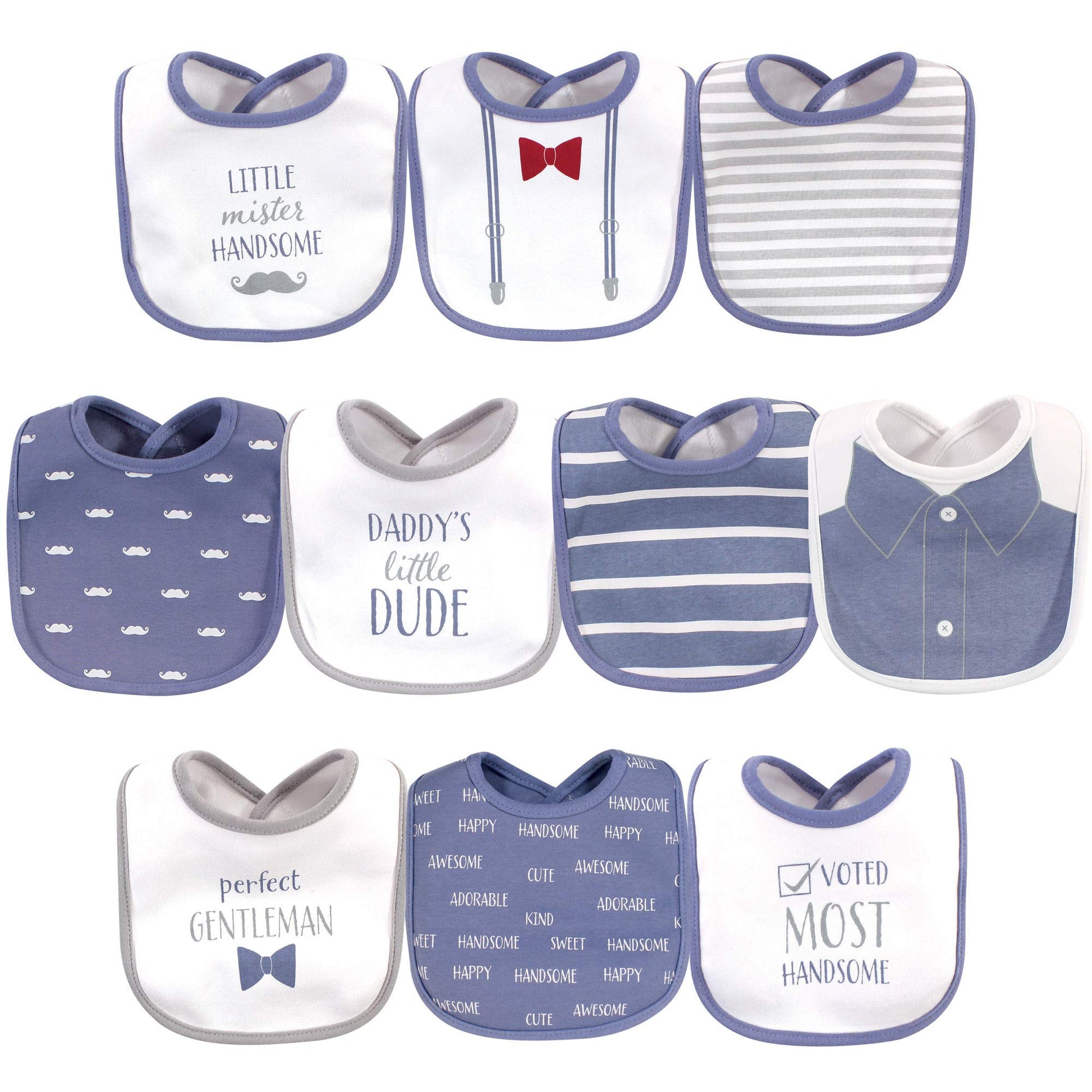 Hudson Baby Unisex Baby Cotton Bibs, Little Mister Handsome, One Size