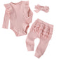 Fullfamous Infant Baby Girl Clothes Outfits,Fall Winter Romper Christmas Clothing Set 6-9 Months Pink