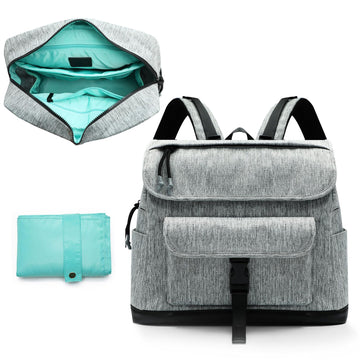 Mominside Diaper Bag Backpack, Leather & Neoprene Small Diaper Bag, Mini Baby Bag Backpack With 12 Pockets, 4 Insulated Pockets,