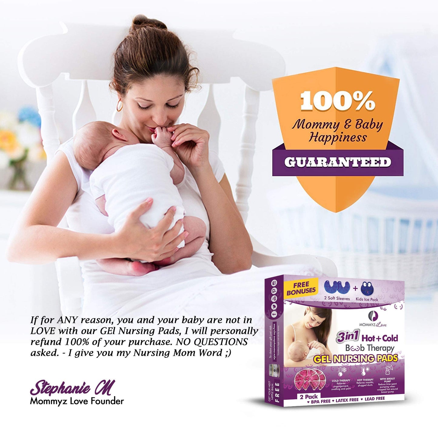 Mommyz Love Gel Nursing Pads For Breastfeeding - Hot & Cold Therapy Gel Breastfeeding Pads For Clogged Ducts Relief - Soothing R