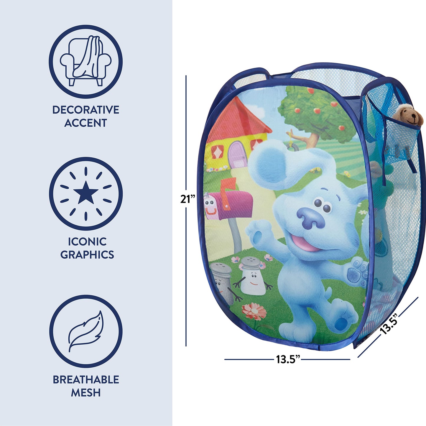 Idea Nuova Nickelodeon Blues Clues Pop Up Hamper With Durable Carry Handles, 21' H X 13.5' W X 13.5' L
