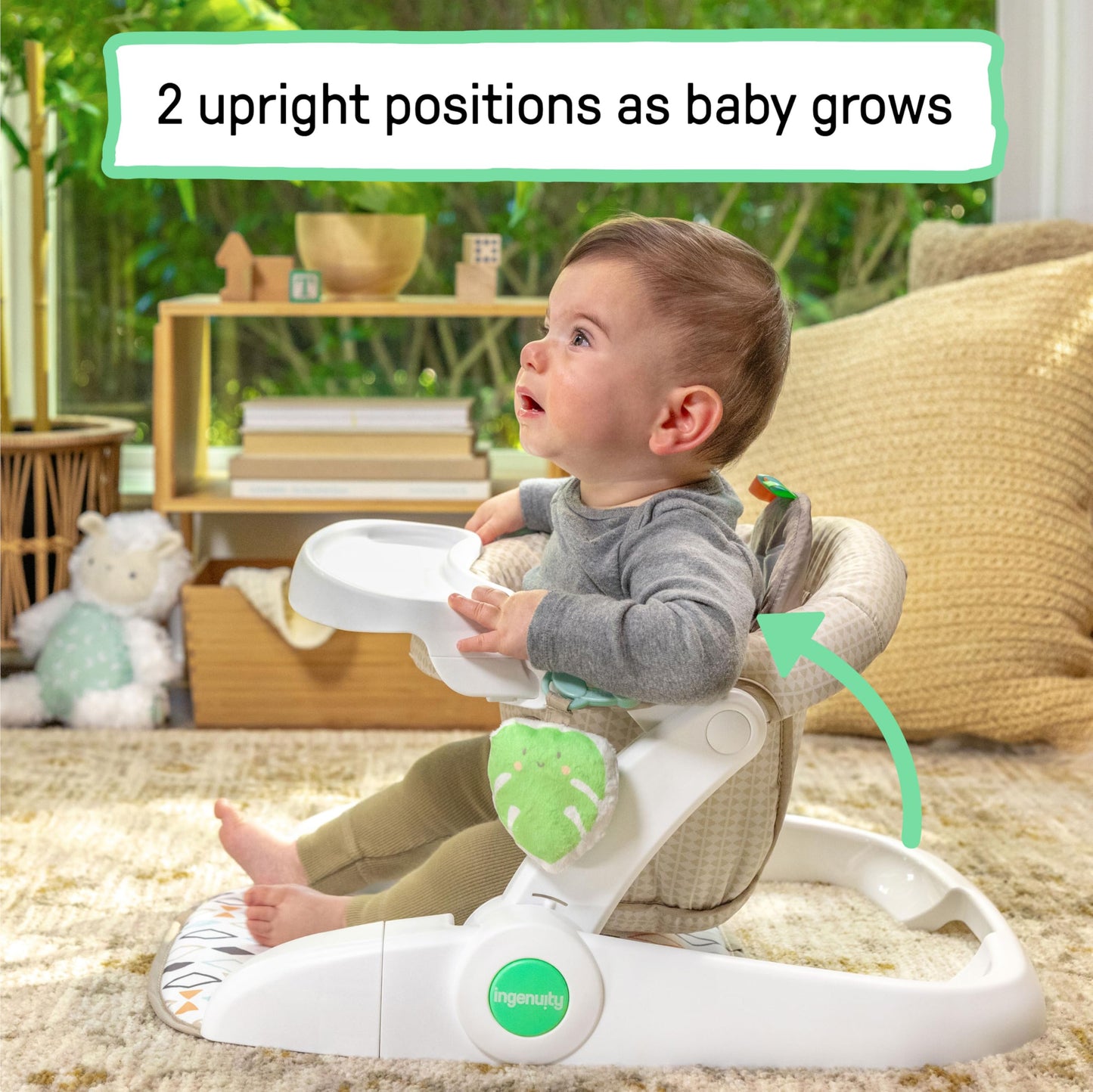 Ingenuity Prop Spot Learn-To-Sit Floor Seat For Baby, Removable Tray, 2 Linkable Toys, Tummy Time Mat, Unisex, For Ages 4-12 Mon